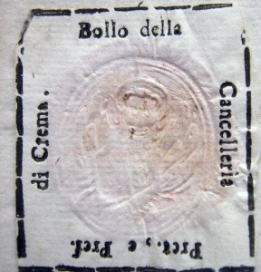 Ia -Bollo a secco di sigillo Rep. Veneta 1784