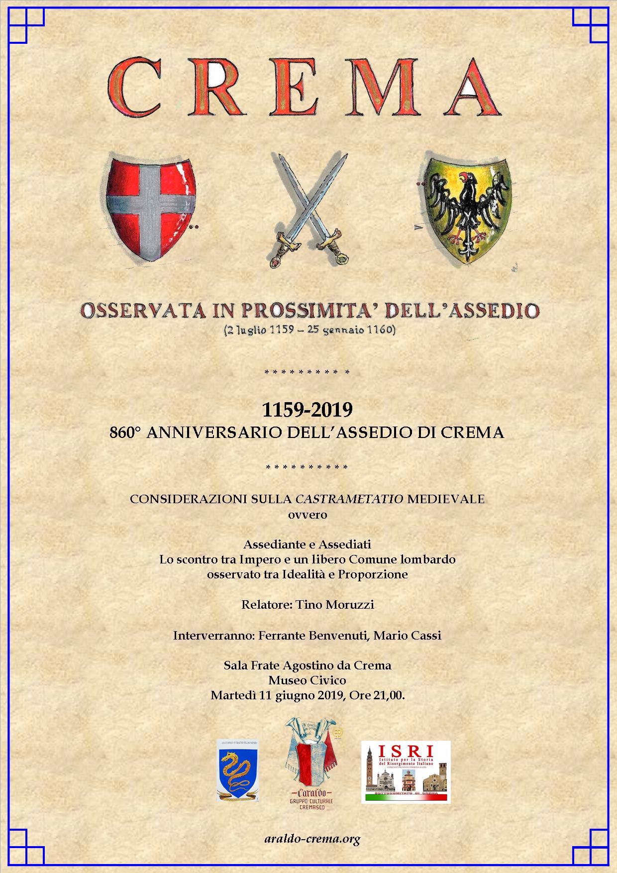 11592019, 860° ANNIVERSARIO DELL'ASSEDIO DI CREMA, CONFERENZA